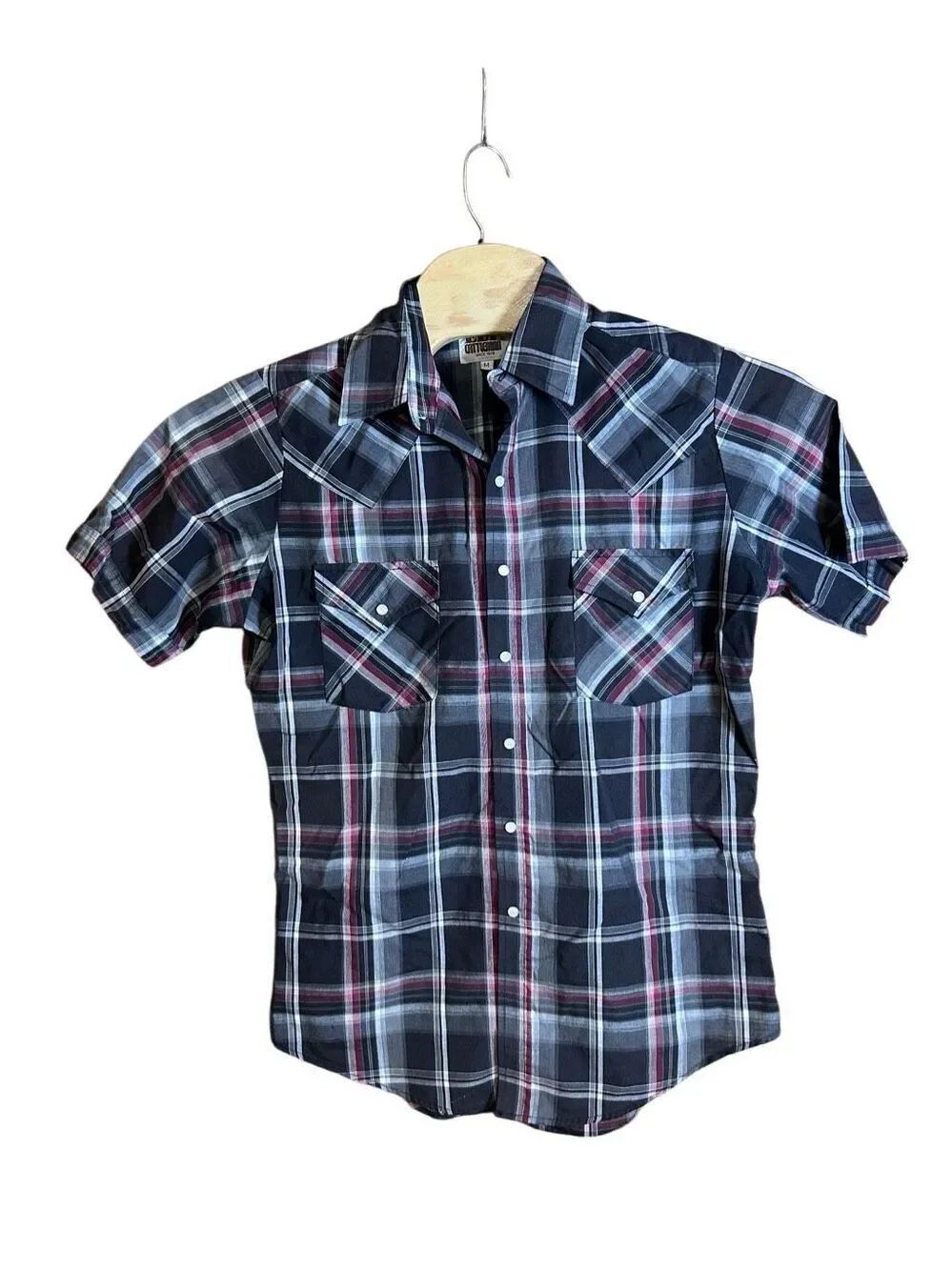 Ely Cattleman Medium (M) Short Sleeve Pearl Snap Red Black